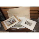 A collection of prints, predominantly 18th & 19th century etchings and lithographs,