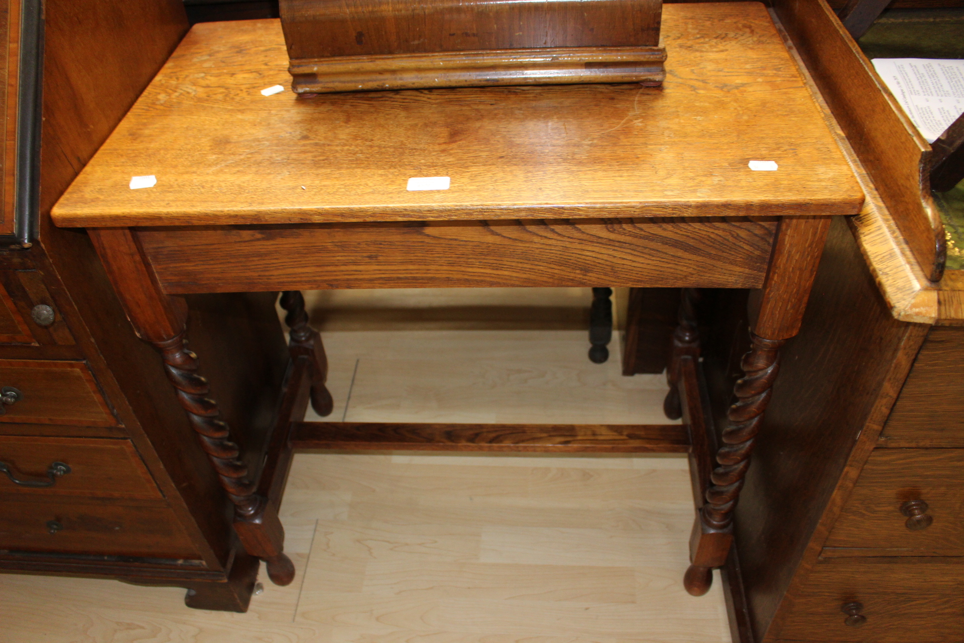 An oak hall table.