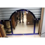 Large late 19th Century overmantle mirror with blue mirror glass decoration (1) 1.
