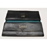 Leather case for handkerchiefs and gloves with solid silver corners