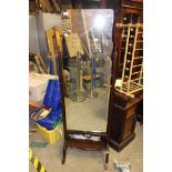 A 20th Century mahogany cheval mirror