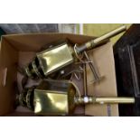 A pair of electric carriage lamps, with bracket fittings, brass,