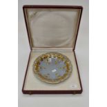 Moser Czech Republic cabinet plate with gold vine detail in original case