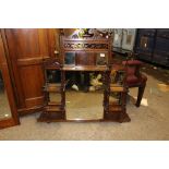 A late Victorian overmantle shelved mirror