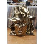 Humphrey Bogart "Casablanca" ceramic large head in gold wash, fantastic detail and quality.