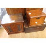 Smokers cabinet along with Victorian tea caddy,