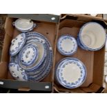 Late Victorian Cresent and Sons blue white transfer printed part dinner service "Jersey" to include