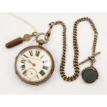 A late Victorian gentleman's "Improved Patent" pocket watch, white enamel dial, with Roman numerals,