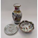 Oriental ceramics lot to include Chinese decorated vase, 36.
