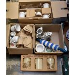 20th Century boxed dinner and tea services; sugar, coffee, tea jars, T.