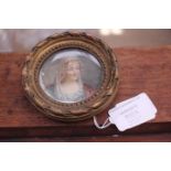 Circular portrait miniature signed Fabre 1916