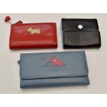 Three Radley purses; a new blue leather Radley with Scottie emblem;