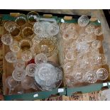 Two boxes of 20th Century cut glass lemonade set and bowls