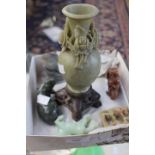 Soapstone carved vase,