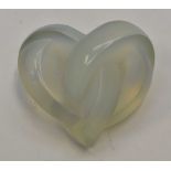 A Lalique late 20th Century intertwined love heart paperweight, opalescent glass,