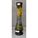 Highly decorative vase in the style of Gallé with blue floral design