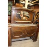 An Edwardian oak mirror backed sideboard