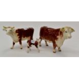 Beswick; Hereford bull number 949 (some crazing, rest is good), cow 948 (some crazing,