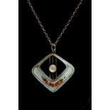 A Charles Horner Edwardian enamel and silver pendant,