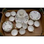 Shelley floral decorated teaset 1930/40's with gilt rim and white ground to include,
