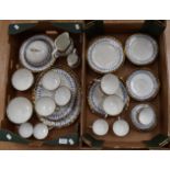 Royal Crown Derby Edwardian tea set with sandwich and cake plates and muffin dish A/F gilt blue and