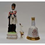 Ceramic soldier liquor decanter glass kangaroo apricot brandy decanter and Bells Whisky Bell