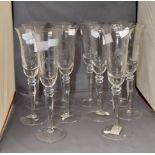 Set of ten large champagne flutes,