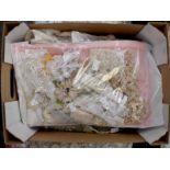 A box of miscellaneous, ideal for doll collectors, two dolls,