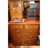 A Victorian mahogany chest of drawers, having two small over three large drawers with brass handles,