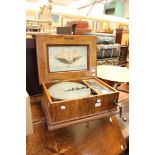 Victorian Adler table top music box in walnut case including records a/f