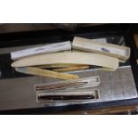 Eversharp pencil in box, bone page turner, bone pen holder, bone letter opener,