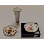 Royal Crown Derby throne diamond Jubilee dish along with posie bud vase and another Imari dish (3)