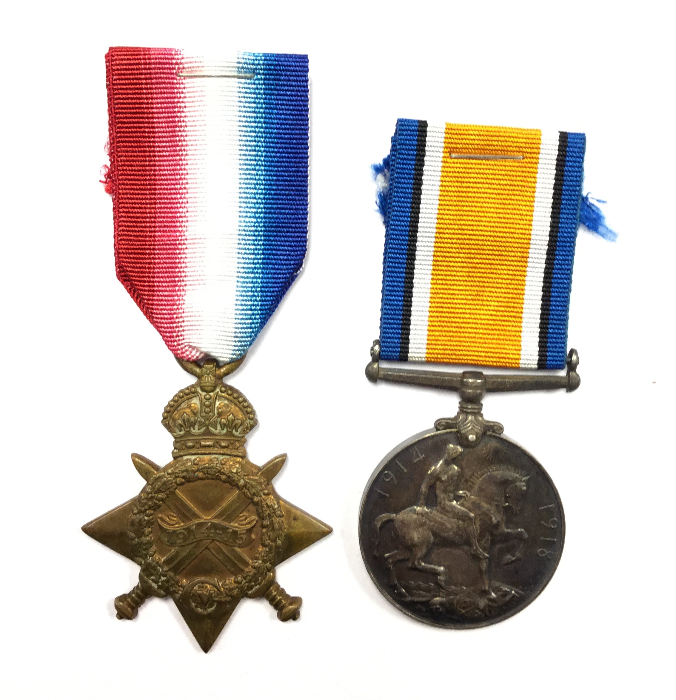 WW1 British 1914-15 Star and British War Medal to 42801 Gunner T Griffies, Royal Garrison Artillery.