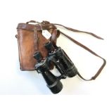 WW2 British Binoculars, Prism No.5 MK4 x 7 complete in leather case marked "Bino. Prism. No5.