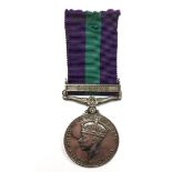 GR VI General Service Medal with Malaya Clasp to 21142 9 09 RFN. Khale Damai 7 GR.