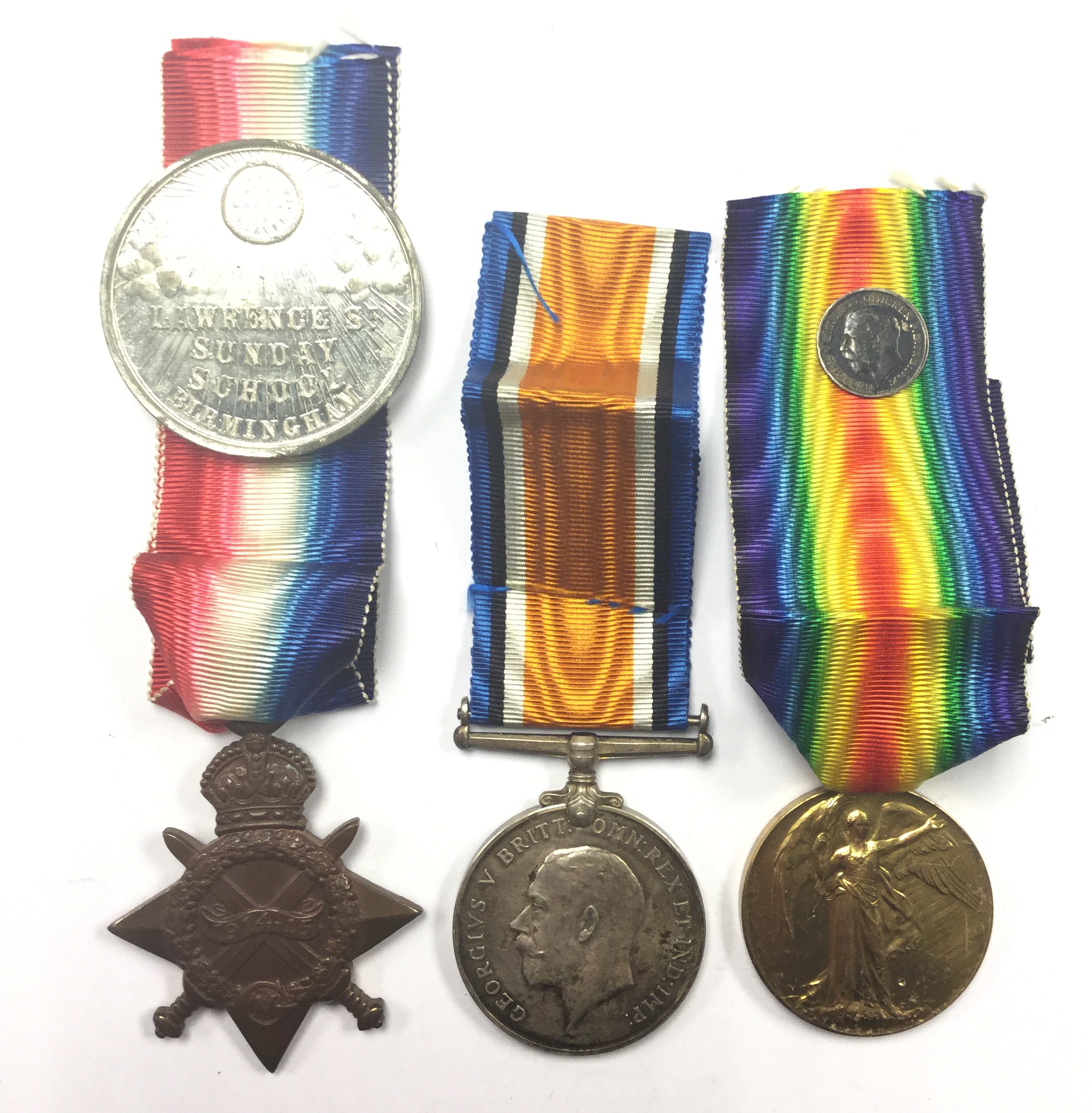 WW1 British Trio of 1914-15 Star, War Medal and Victory Medal to 468 Pte B Perrins,