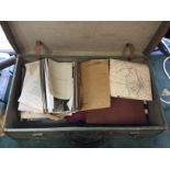 WW2 British Military suitcase with ephemera contents to include over twenty 10inch x 8 inch war