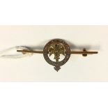 Royal Anglian Regiment Sweetheart bar brooch in 9ct Gold. 4.6grams approx. 47mm in length.