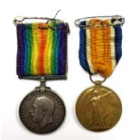 WW1 British War Medal and Victory Medal to 26517 Pte F Madeley, Northumberland Fusiliers.