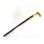 An antique horn handled sword swagger stick. 33cm long quatrefoil blade. No makers marks.