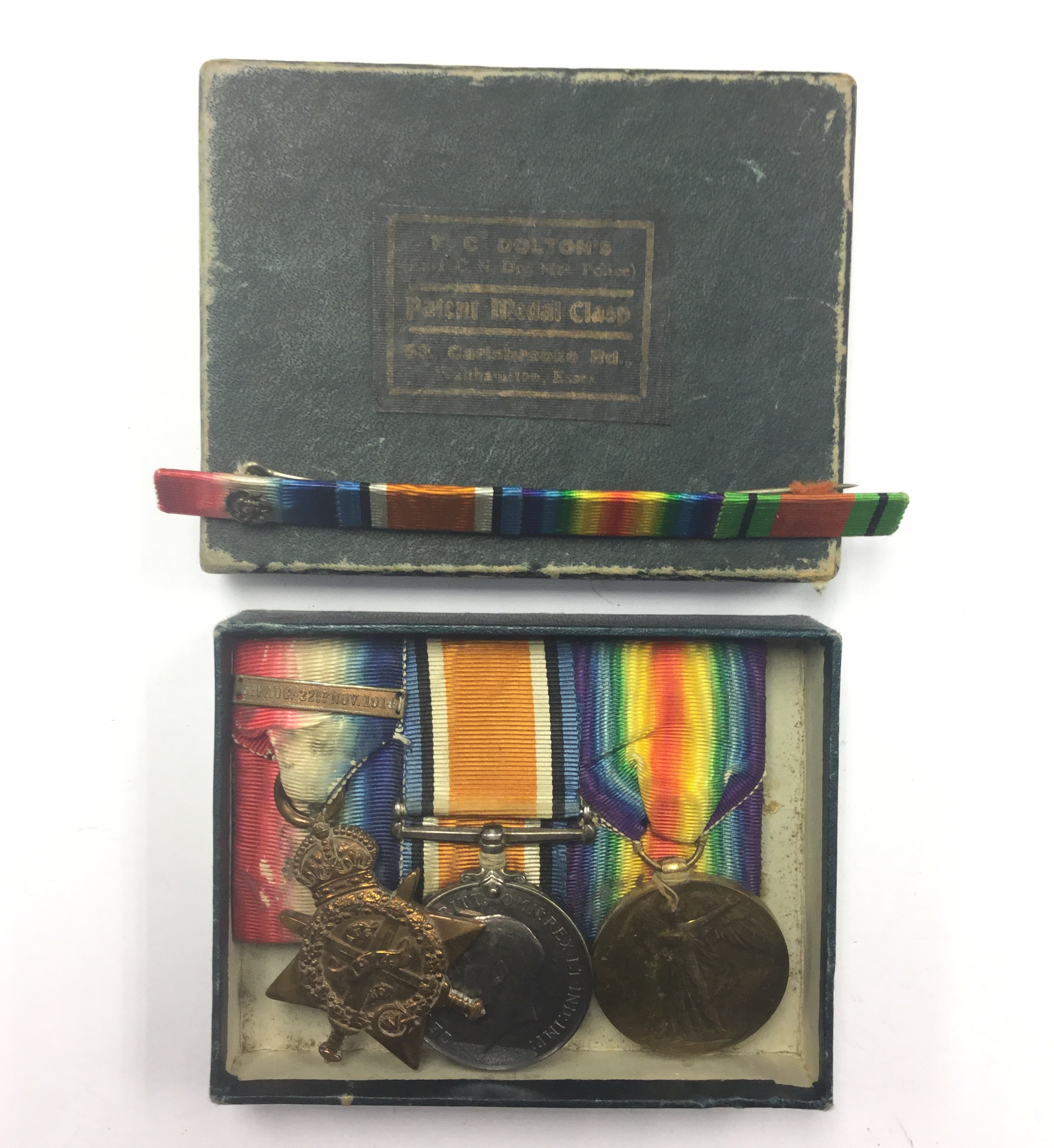 WW1 British 1914 Star and clasp, British War Medal and Victory Medal to D-6287 Pte H.