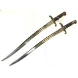 Pair of British 1858 pattern bayonets. 58cm long blades. Overall length 71cm.