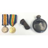WW1 British Officers medal group and shrapnel damaged items belonging to Lt.