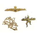 WW2 British RAF Sweetheart wings in 9ct Gold approx 60mm in width, pin backed,