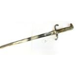 German Mauser 1871 pattern bayonet, 45cm long blade. Brass grip. No scabbard. Overall length 58cm.