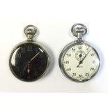 WW1 British Royal Artillery issue pocket watch with black dial with Arabic numerals, seconds dial,