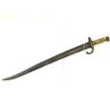French 1866 Pattern Chassepot bayonet. 57cm long blade dated 1868 to spine. Complete with scabbard.