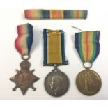 WWI British 1914-15 Star, British War Medal, Victory Medal to K-1445 Pte A Burchell,