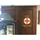 WW2 British Home Front ARP First Aid Cupboard. 92cm in width, 47cm in depth and 198cm in height.