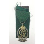 GR V Volunteer Officers Decoration. GR V Monogram. Hallmarked Silver with date letter "q".